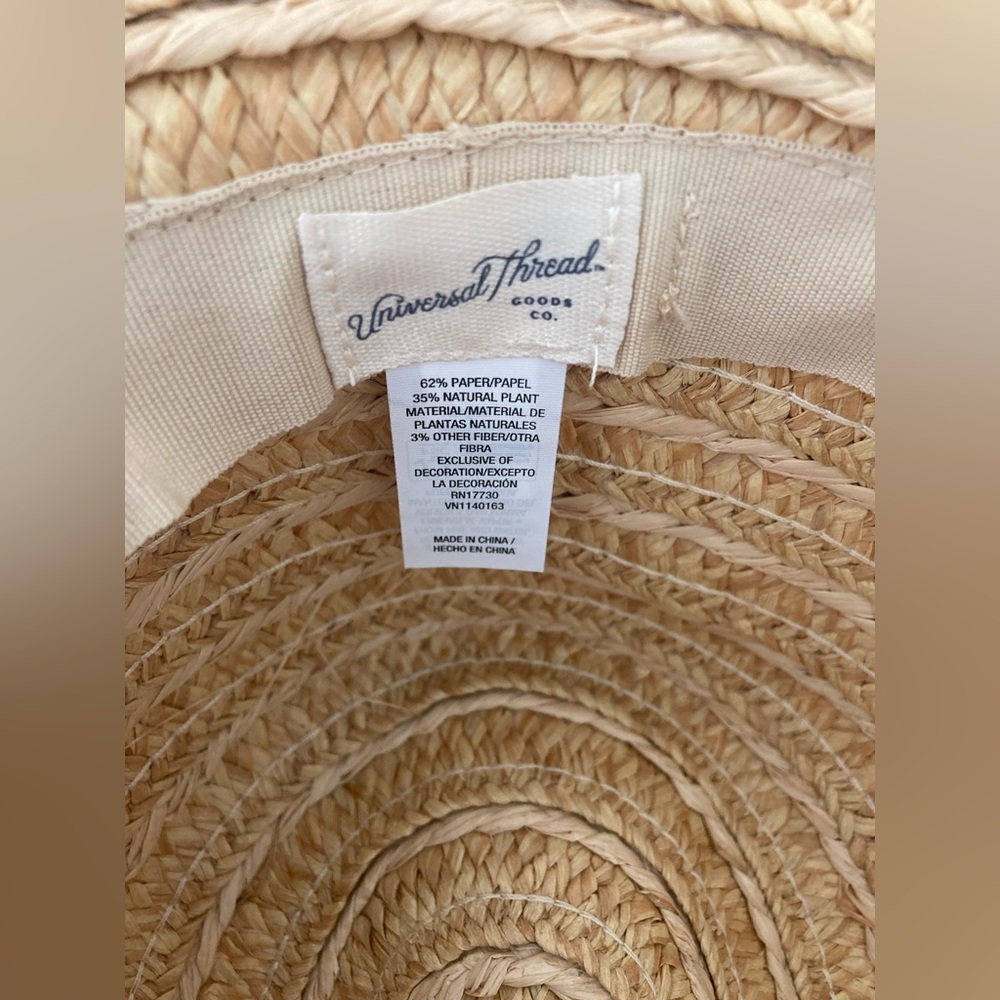 Universal Thread | Straw Fedora with Shell Detail Size L/XL NWT - Picture 6 of 10